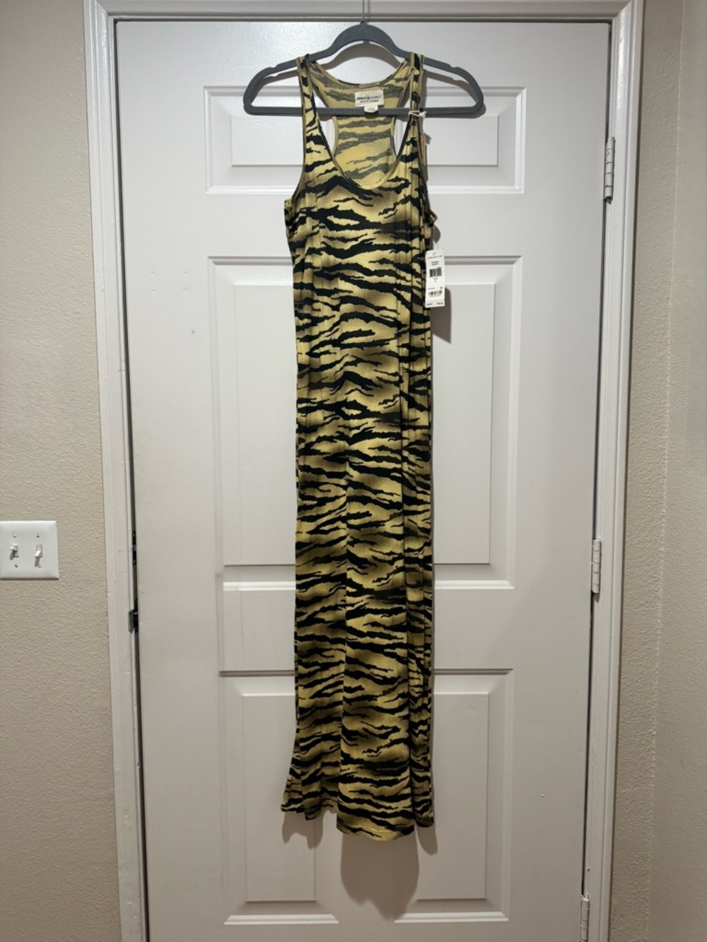 Denim & Supply Ralph Lauren Sleeveless Tiger Stripe Maxi Dress in Olive & Black